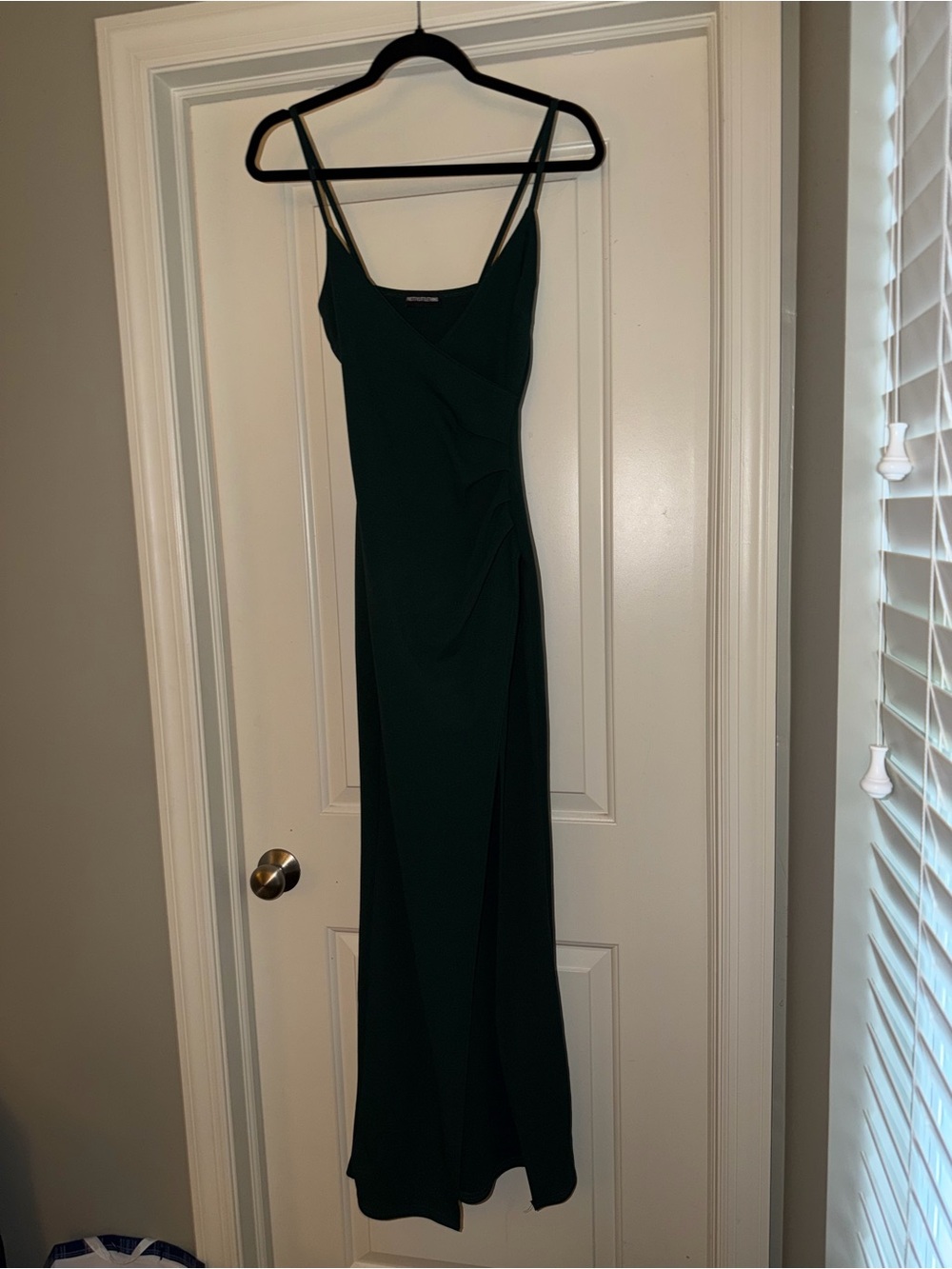 PrettyLittleThing Forest Green Double-Strap Slip Maxi Dress